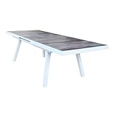  Tavolo allungabile da esterno giardino in alluminio con piano in gres effetto legno 205/265 cm Lincoln - White