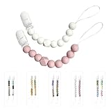 ISEAINNO Silicone Beads Pacifier Clips for Baby Girls & Boys, Baby Pacifier Holder Clip, Baby Teethe