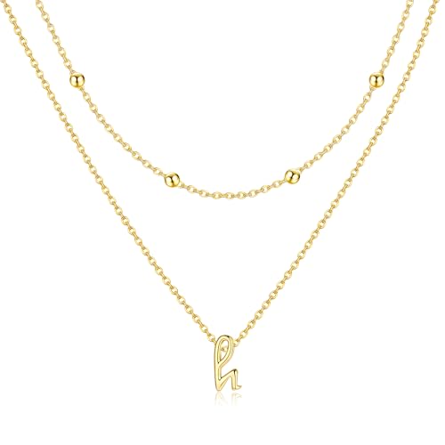 Collier avec initiales or pendentif personnalisé chaîne de nom perle - 5