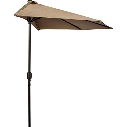 Amazon Com Trademark Innovations Patumb Tan Patio Half Umbrella 9 Diameter Garden Outdoor