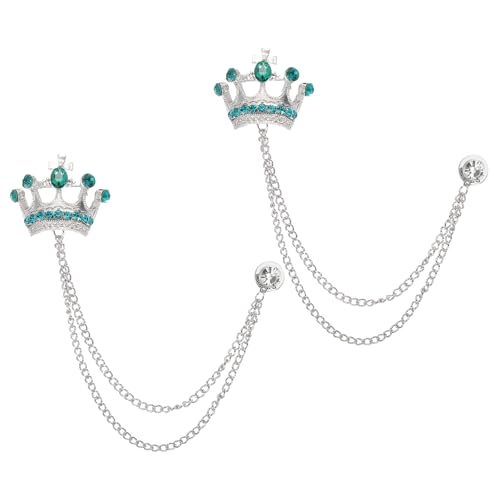 Image of PATIKIL Crown Hanging Chain Brooch Pins, Rhinestone Suit Pins Fashion Crystal Lapel Pins