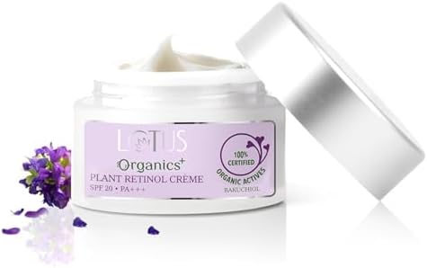 Lotus Organics+ Bakuchiol Plant Retinol Cream SPF 20 PA+++ | 100% Certified Organic Bakuchiol | Anti-Ageing Face Cream For Fine Lines & Hydration | 97% Natural | Sulphate & Paraben Free | All Skin Types | 50g