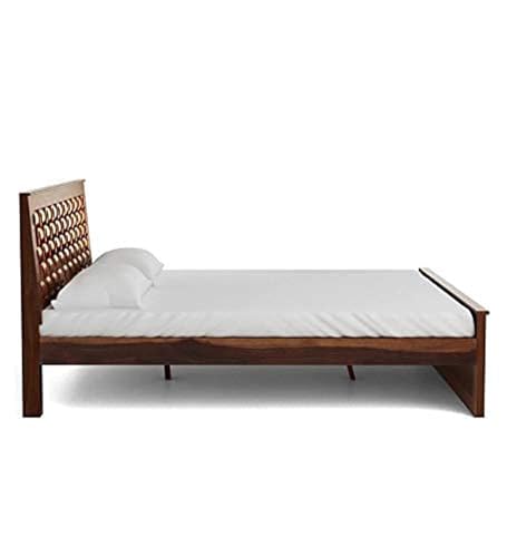 Image of SANKATMOCHAN Industries Solid SHEESHAM Wood King Size Bed Double Bed Furniture for Bedroom Living Room, Home & Hostel (Honey Finish) Matters Size (6 * 6.5) (NIVORA King)