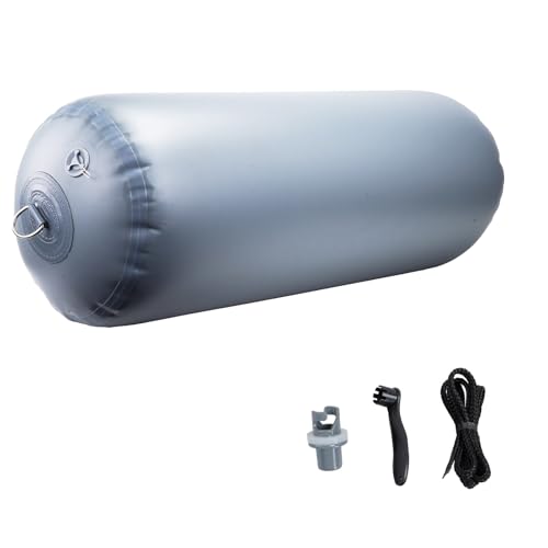 MUKETA Inflatable Boat Fenders for Boats Yachts Sailboats Heavy Duty Large Boat Fenders Boat Bumpers for Docking (Gray, 12" x 43")
