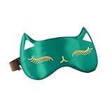 Mascherina per dormire, in finta seta, liscia, da viaggio, relax (verde sfumatura)