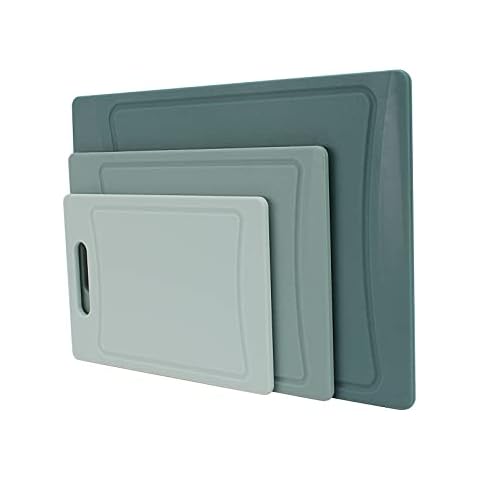 COOK WITH COLOR Non-Slip Cutting Board Set – Kitchen Essentials with Easy Grip Handle for Meat, Veggies, and Fruits, 3 Cutting Boards, Mint Cover