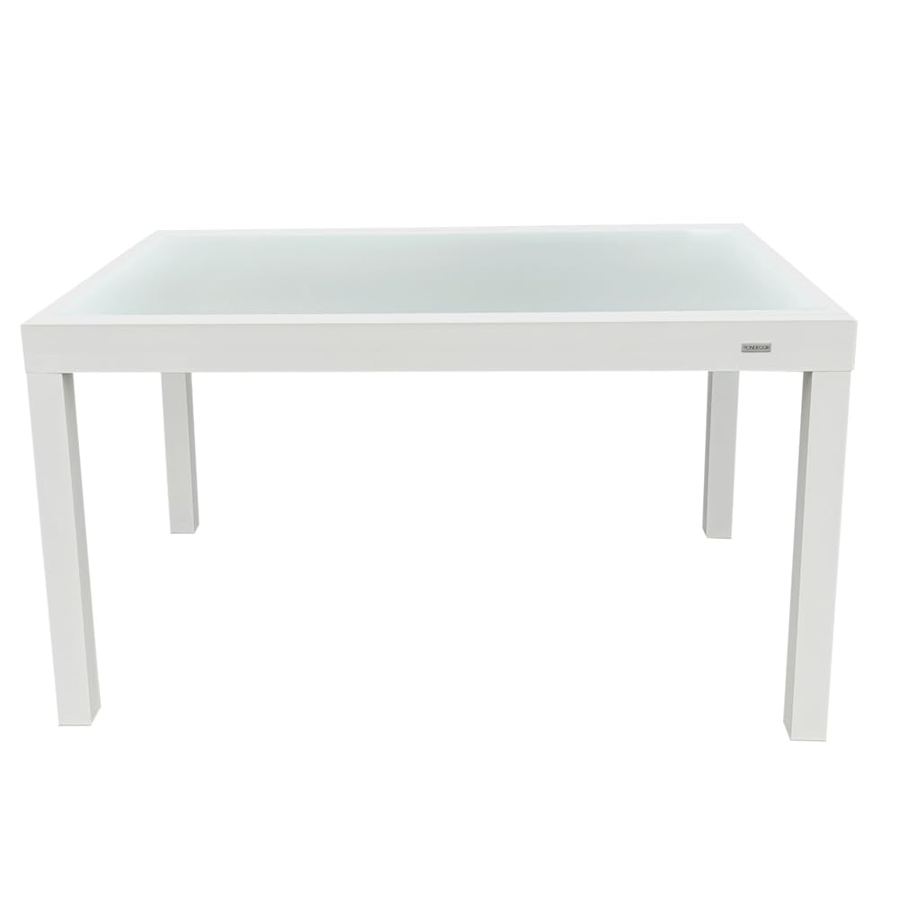 MOMMAHOME® Mesa Extensible Jardin Aluminio y Cristal Templado Mesa Comedor Rectangular Extensible de Exterior Al Aire Libre 6-10 Personas Medidas 135/270x90 cm