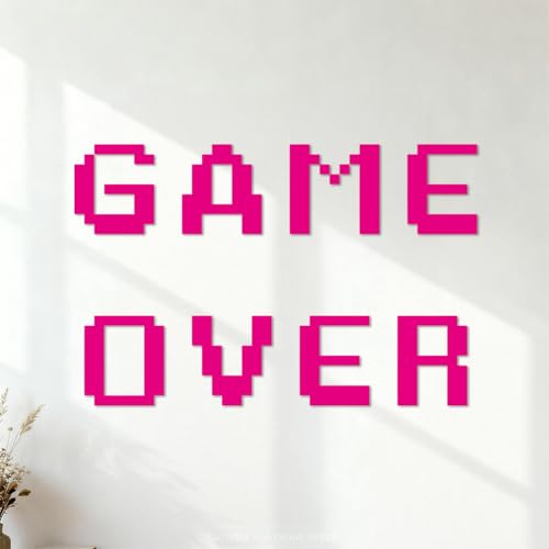 Game Over Arcade Stickers gravés Embellissement mural 54.6x84.3cm RoseRouge