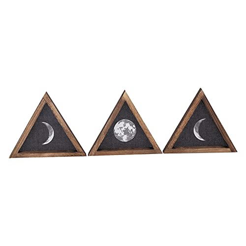 Décoration murale phase de lune suspendue en bois rustique