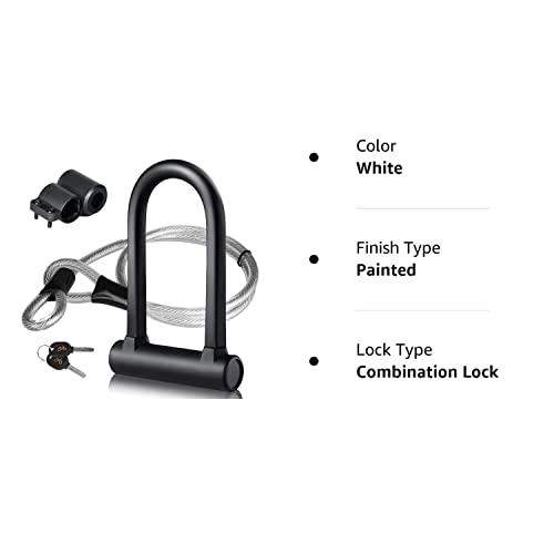 image for DINOKA Bike U Lock with 4ft Flex Bike Cable and Sturdy Mounting Bracke