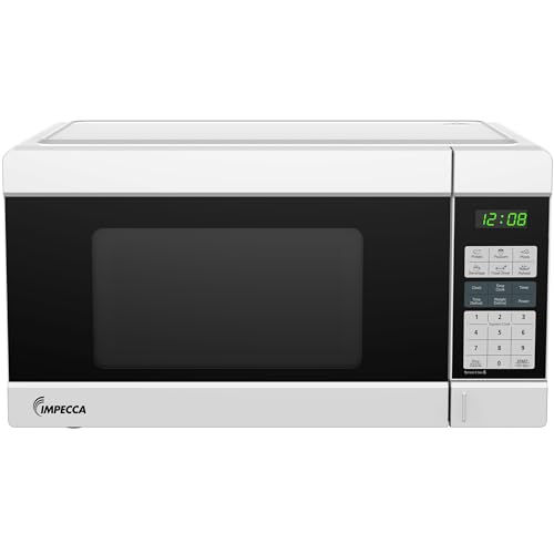 Impecca Countertop Microwave 1000 Watts, 1.1 Cu. Ft - Microwave Oven with LED Light & Child Lock - 6 one-Touch Cooking Menus, 10 Power Levels, Perfect for Apartments and Dorms - Easy Clean, White