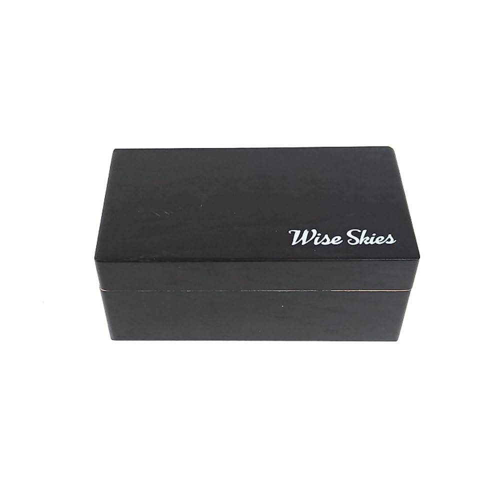 Wise Skies Mini Rollers Box With Magnetic Lid Paper Holder and Rolling Stand for Storage Ashwood Painted Colourful Stash Box (Black)