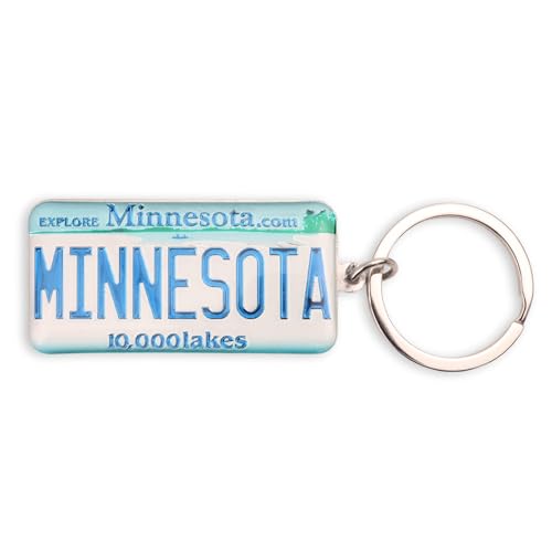 Westmon Works Minnesota Keychain Souvenir 10,000 Lakes License Plate Metal