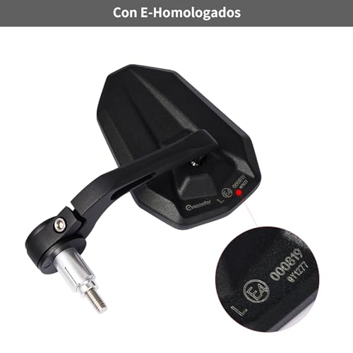 Espejo retrovisor moto homologado evermotor con rotación 360 grados y rosca M8 par 2