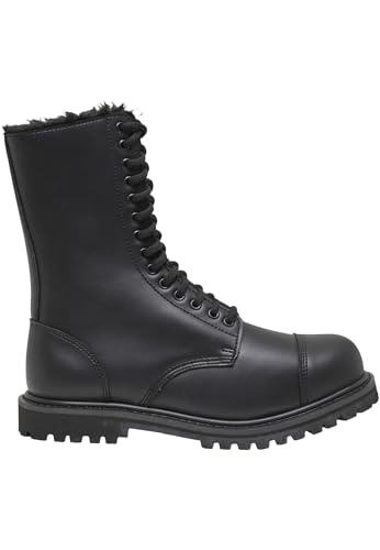 Brandit Platform Phantom Fur Liner 14 Eyelet Boots, Sizes UK4/EU38 to UK13/EU47, Black Fur Liner 14 Eyelet, 9 UK