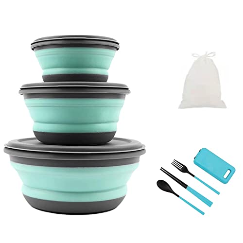 Lunchbox aus Silikon, faltbar, für Küche, Outdoor, Reisen, Picknick, Bento-Lunchbox für Schule, Büro, Lunchbox, Lebensmittelaufbewahrung, rund Cover