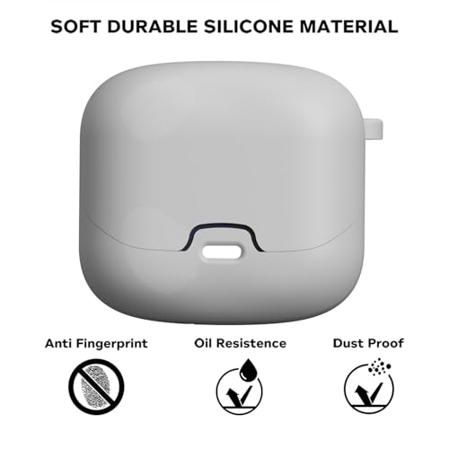 Image of Sounce Earphone Case Cover Compatible for Boult Audio Z40, Soft Silicone Skin Case Cover Shock-Absorbing Protective Case with Keychain [Front LED Visible] (Grey)