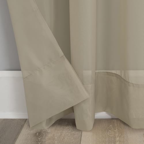 Image of No. 918 Emily Sheer Voile Rod Pocket Curtain Panel, 59 inch x 84 inch, Stone