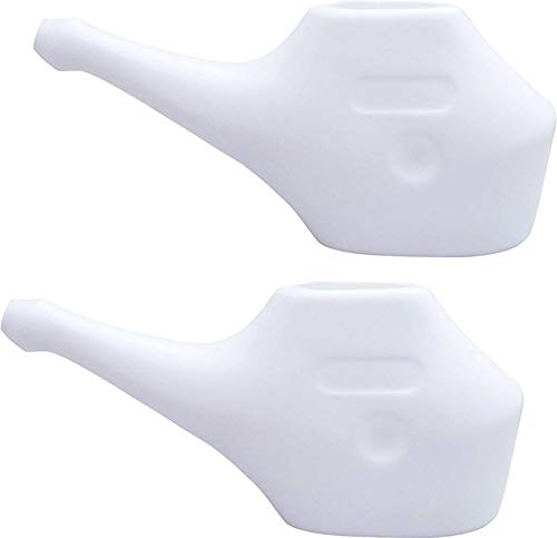 Panchtattvas Neti Pot Plastic with Rubber Sutra Neti for Yoga Guided Nasal Passage Cleaning (White ) - Set of 2