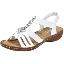 Rieker Womens 60839 Sandals, white 80, 7 US