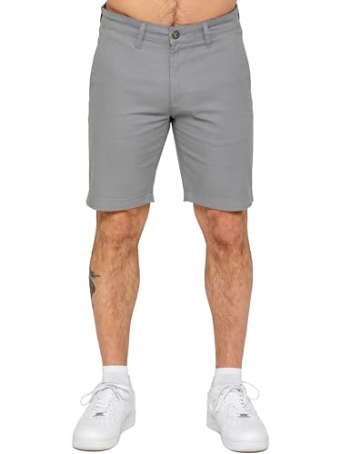 Image of 989Zé ENZO Mens Stretch Chino Shorts Casual Cotton Regular Fit Summer Half Pants EZS647 Shorts Light Grey 32