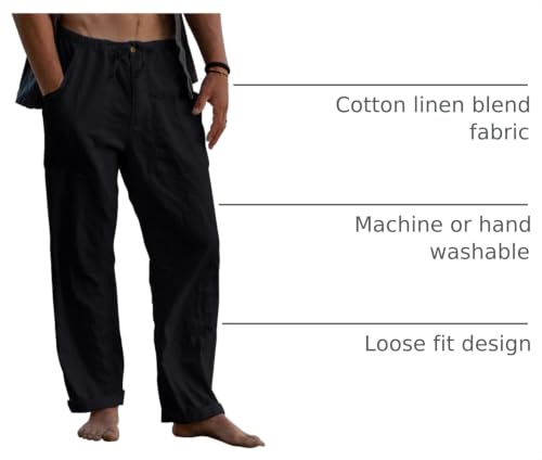 Image of Gafeng Mens Linen Pants Yoga Casual Beach Summer Harem Baggy Trousers