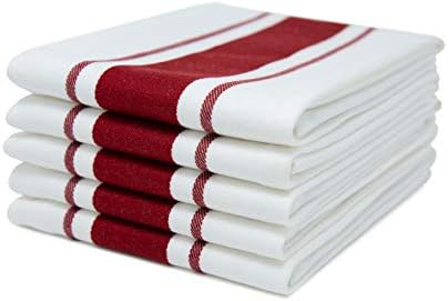 Sticky Toffee 100% Cotton Tea Towel - Pack of 8, Terracotta, Red, Mustard & Grey Stripe Pattern | Kitchen Hand Cloth Set | Absorbent, Strong, Quick Dry & Machine Washable | Home & Kitchen Accessories