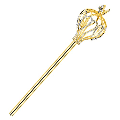 AMLESO Rhinestone Scepter, Handhelds, Costume Accessories Sceptre Props for Beauty Contest Pageant Christmas Wedding, Gold