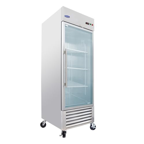 Image of akucvor 27" Commercial Refrigerator 23 Cu.ft Glass Door, 3 Adjustable Shelves, Auto Defrost, Digital Temperature Control, Stainless Steel ETL Approved Merchandiser Refrigerators with LED Lighting