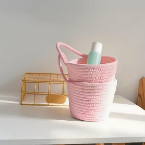 AIESY Cotton Rope Hanging Storage Basket 2 PCS | Wall Mounted Organizer Basket for Kitchen, Bathroom & Bedroom | Plant Holder, Fruit Basket, Cosmetic Storage | Handmade Woven Basket 16 x 15 cm