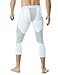 TSLA Men's 3/4 Compression Pants, Running Workout Tights, Cool Dry Capri Athletic Leggings, Yoga Gym Base Layer, Vent Capris White & Light Grey, XX-Large
