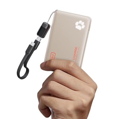 INIU Portable Charger, Ultra Slim 45W Fast Charging with Attached USB C Cable, Flight-Safe 10000mAh PD Power Bank Battery Pack, Travel Essential Phone Powerbank for iPhone 17 16 Samsung S25