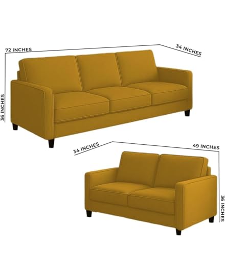 Image of The MM Furniture store Premium Fabric Sofa - Dirty Gold (3+2 Seater)