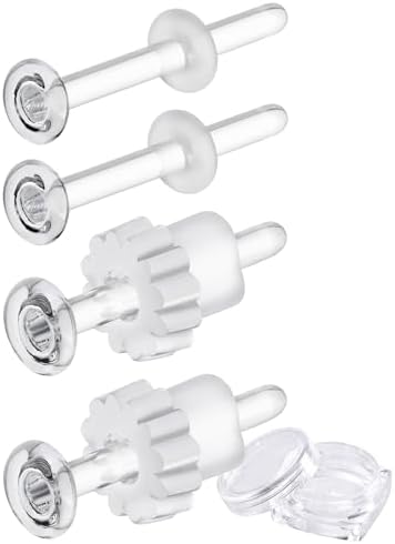 （23:30時点） 透明ピアス ガラスピアス 耐熱強化ガラス 【4本ピアス+8個キャッチ+8個花型キャッチ】 透ピ ファーストピアス レディース メンズ つけっぱなし キャッチ 付属 (クリア18Gストレート, 14mm)