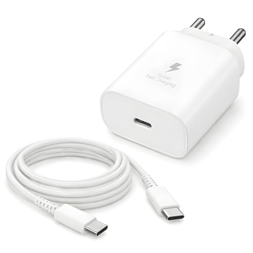 Image of [Orginal] Samsung 25W Type-C Charger & Cable Compatible with Samsung Galaxy S25, S24, S23, S22, S21(Ultra /Fe) M35 M36 M16 M06, M05 M56 A55 5G, A35 5G, A15, F15, F14(Z /S /A /M /F Series by 1 YEAR WARRANTY