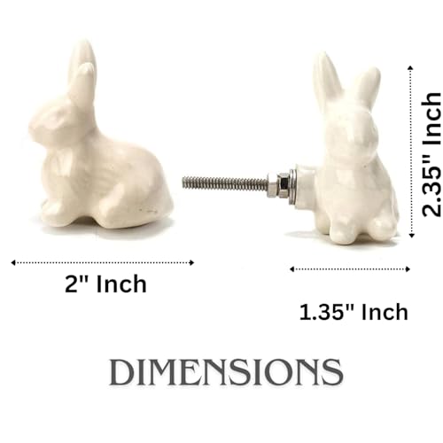 Perilla Home Set of 6 Ceramic Knobs for Cabinet & Drawers Decorative Vintage Knobs for Home Kitchen Cabinet Hardware Cupboard Glass Door Dresser Wardrobe and Drawer Pulls (Rabbit) by Perilla Home - Used condition - Image 3