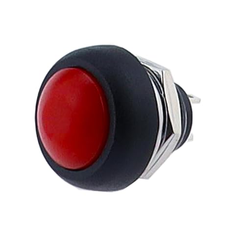 Bouton-poussoir momentané 12V mini interrupteur étanche PBS-33b 12mm rouge 1A