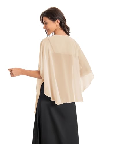 Hotshawl Womens Chiffon Shawls and Wraps, Wedding Party Shawl Scarf for Evening Dresses (Champagne)