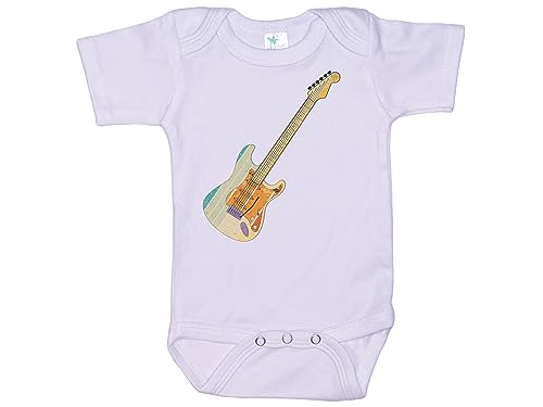 Image of Ebenezer Fire Guitar Onesie/Retro Guitar/Baby Music Bodysuit/Vintage Newborn Outfit/Musician Romper