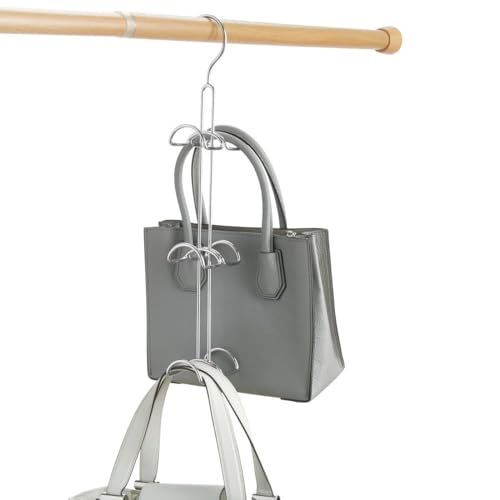 Cintre en métal argenté robuste doté de 6 crochets de rangement - 5