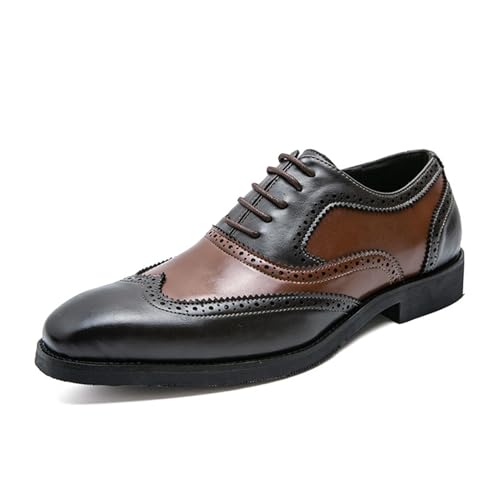 DXSYGMBN Zapatos Oxford Brogues Wingtip para Hombre, Zapatos de Vestir Bicolores de Piel Pulida, Azul Marino y Marrón, Cierre con Cordones,Negro,45 EU DXSYGMBN Zapatos Oxford Brogues Wingtip para Hombre, Zapatos de Vestir Bicolores de Piel Pulida, Azul Marino y Marrón, Cierre con Cordones,Negro,45 EU