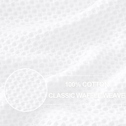 Image of Homaxy 100% Cotton Oversized Waffle Weave Kitchen Dish Towels, Ultra Soft Absorbent Quick Drying Cleaning Towel, 20 x 28 Inches, 6-Pack, White