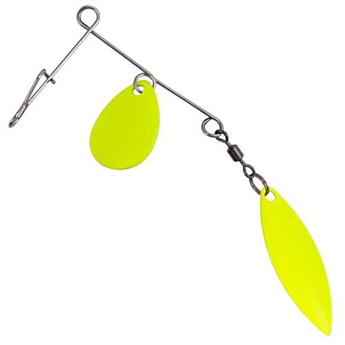 Dr.Fish 10 Pack Fishing Spinnerbait Wire Colorado Willow Spinner Blades Jig Spinner Lure Making Supplies Wire Bass Crappie Fishing Lures Spinner Shaft Accessories Chartreuse