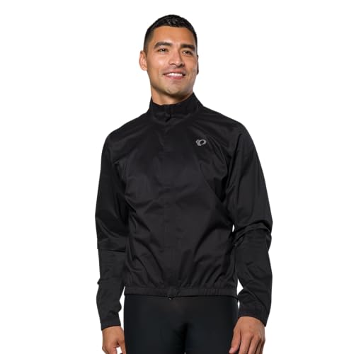 Image of PEARL IZUMI Men's Quest WxB Rain Jacket, Full-Length Zipper, 2.5-layer Waterproof Fabric, Adjustable Waist & Relaxed Fit, Black, Small