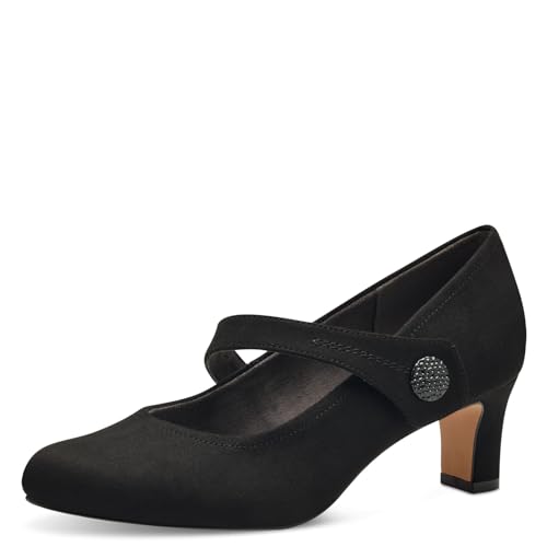 Jana Damen Pumps mit Riemen mit Klettverschluss Vegan, Schwarz...
