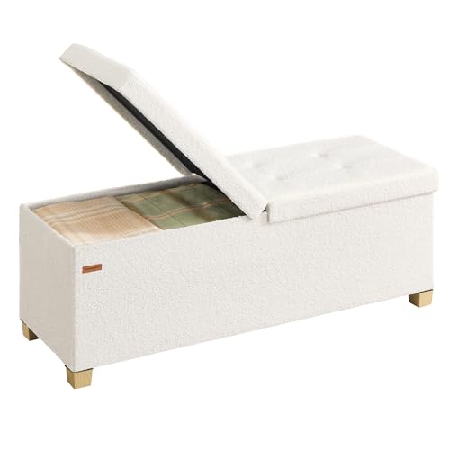 SONGMICS Storage Ottoman Bench with Legs, Flipping Lid, 43.3 Inches