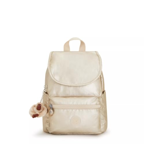 Mochila pequena metálica Kipling Ezra, Ouro estrelado metálico, One Size