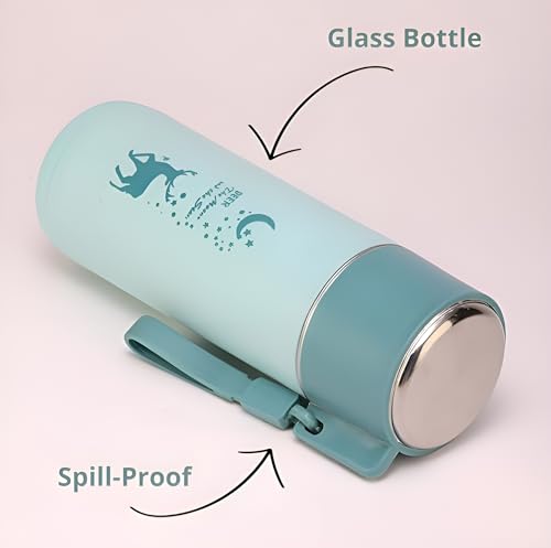 Image of Kid 450ml Water Bottle School Bottle, Cold Insulation, Leak proof & Break-proof, Kids Bottle, Easy to Carry Deer Print Water Bottle for Picnic, Office, Water Bottles with Steel Cap (White)