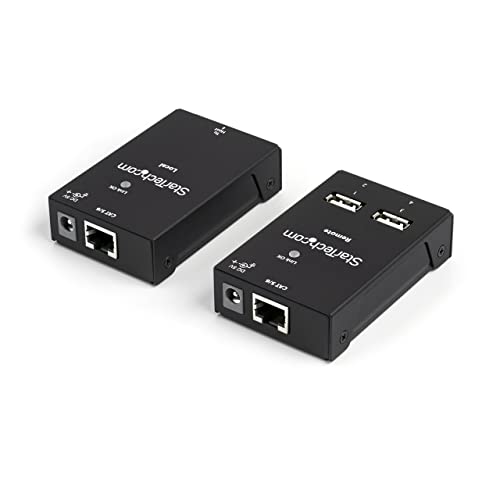 Image of StarTech 4-Port USB 2.0 Extender, 130ft USB Over Cat5 /Cat6 Extender, TAA | Compact USB 2.0 Over Ethernet Extender, USB2004EXTV