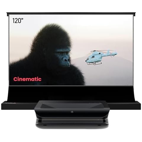 AWOL VISION LTV-3000 Pro with 120" Motorized Floor Rising Screen Bundle, Dolby Vision & Atmos, HDR10+, 150" UST Laser TV Home Theater Projector with 120" Motorized Floor Rising Screen Cover